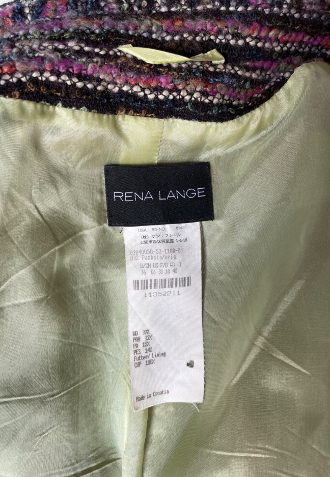Rena Lange Pretty wool Woven Knit Red/green/blacK/beige Jacket Blazer 6/S/M/Sm/4 image 4