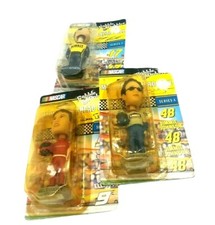 Lot Of 3 Mini Bobbleheads Nascar Drivers Kenseth Elliot Johnson Vtg Nib