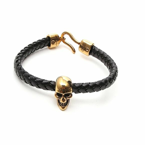 alexander mcqueen leather skull bracelet