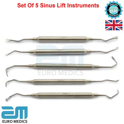 MEDENTRA EURO - MEDICS PK Implant Sinus Lift Elevators Curettes Set Of 5 Sinus Oral Surgery Dentist Tools
