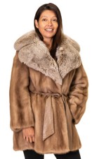 Clearance Emba Autumn Haze Natural Mink Rare Quality Jacket W/ Fox Collar; Sz 8