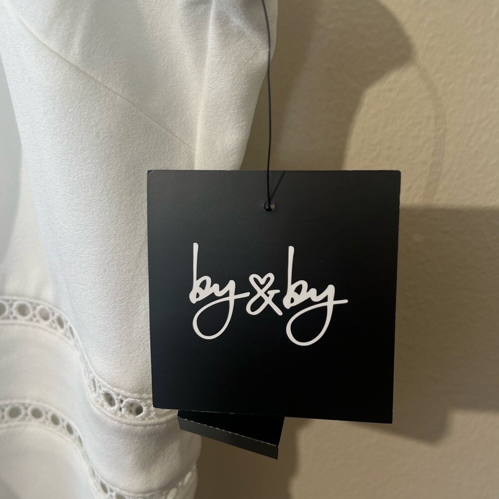 By&By Dress Midi Solid Scuba Crepe Juniors 15 Sleeveless Cut Out Off White New thumbnail 4