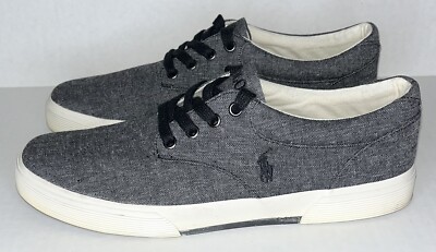RALPH LAUREN Felton mens canvas sneaker shoe Polo gray chambray sz