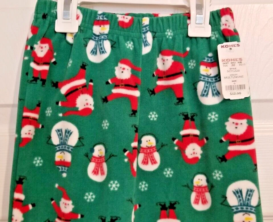 Pantalones de pijama CARTER'S verde polar estampado de Papá Noel y muñeco de nieve niños talla 4 - nuevos con etiquetas Foto 2 de 4
