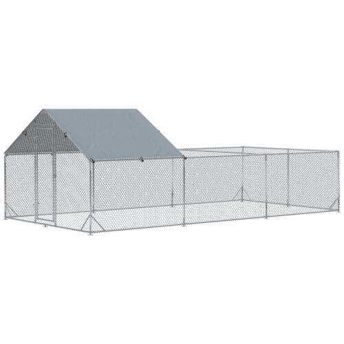 PawHut Large Chicken Coop Metal Chicken Run for Chickens with Waterproof