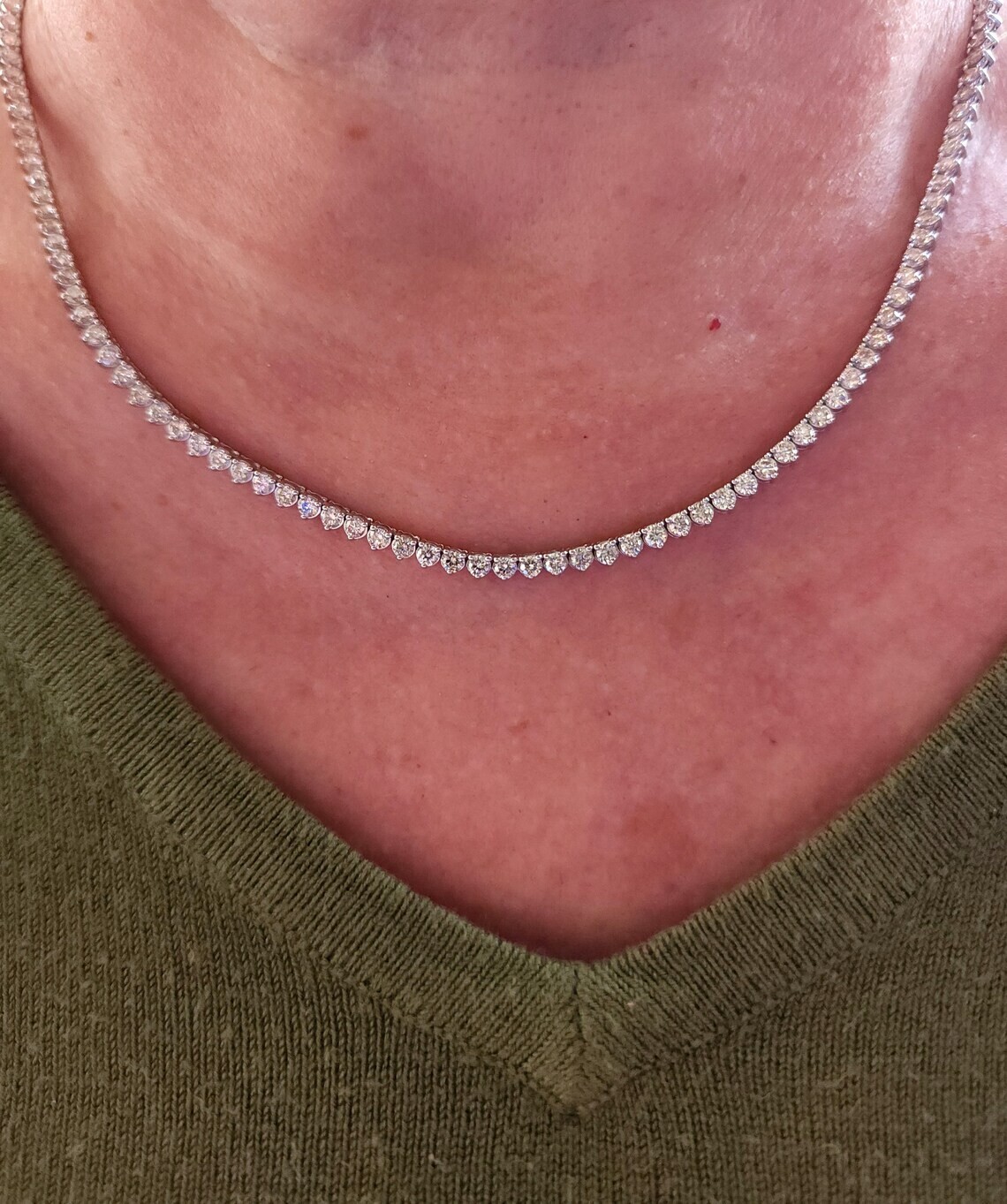15CT Lab-Created Round Diamond Tennis Necklace in 925 Silver