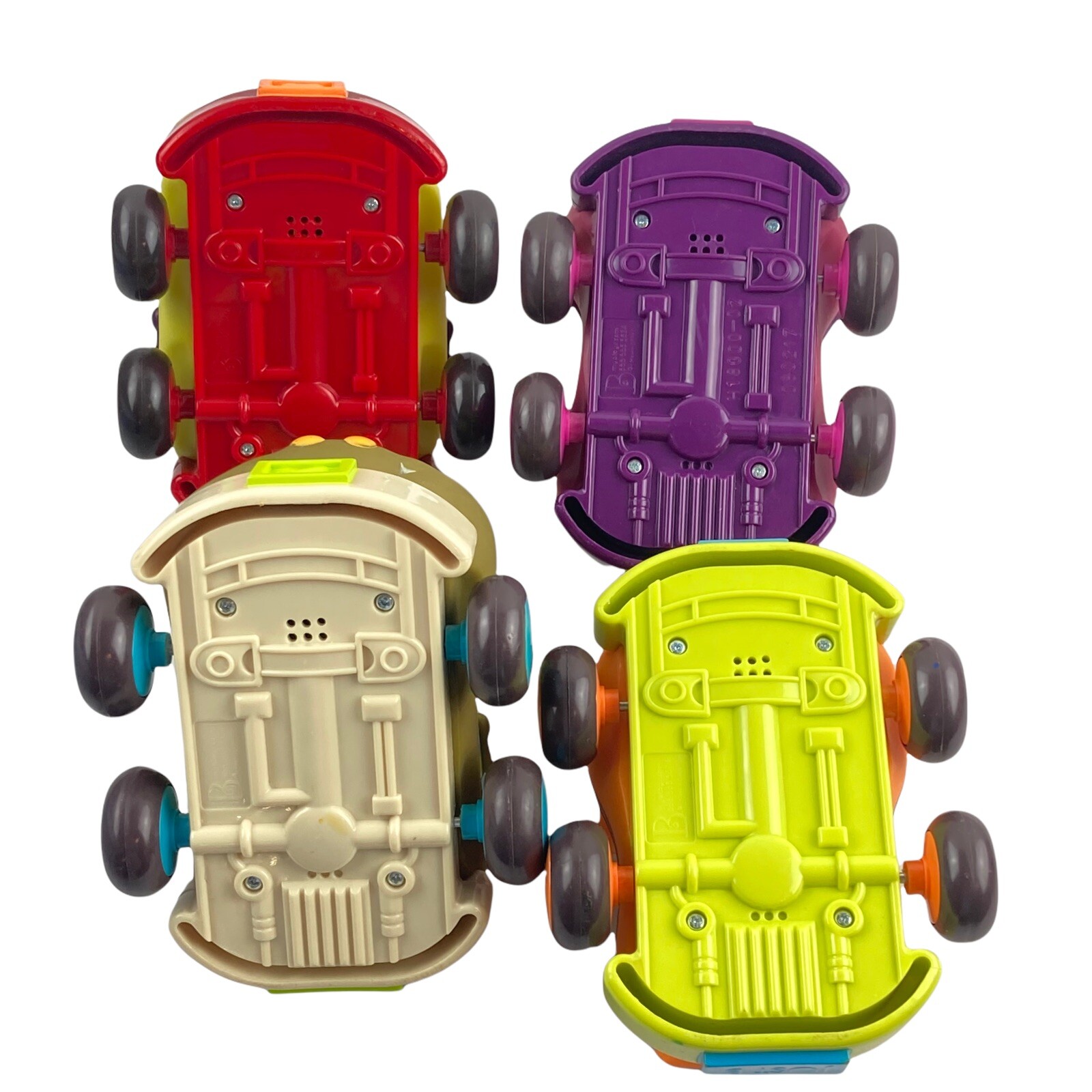 BATTAT Mini WheeeeIs Set of Four (4) My B Toy Soft PullBack Cars