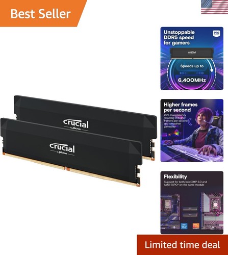 Pro RAM 32GB Kit 2x16GB 6000MHz CL36, Overclocking Desktop Gaming Memory, Int...