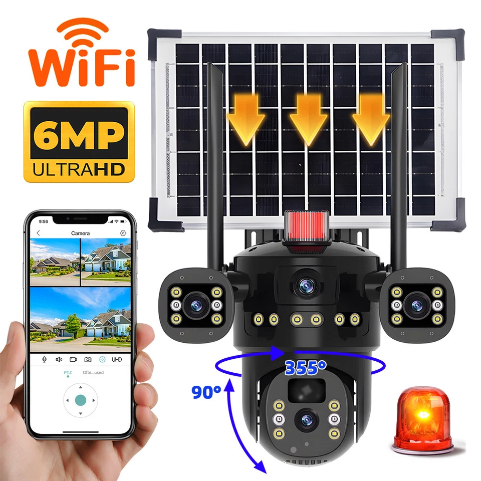 4x Solar Battery Powered Wireless WiFi Outdoor Home Security Camera System CCTV - Image 3 of 4