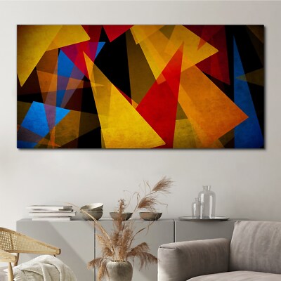 Malerei Abstrakte Dreiecke Geometrisch 140x70 Canvas Wandbild Leinwand Bilder