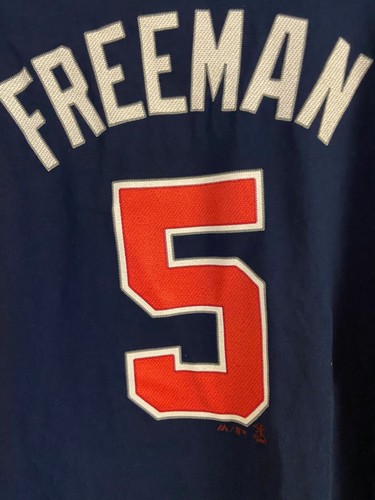 Atlanta Braves MLB Majestic Navy Men's Name & Number Shirt Freeman # 5 Size 2XL - 第 4/4 張圖片
