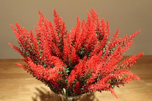 Best Artificial 36cm Red Lavender Heather Spray Stems wedding floral flower - Picture 2 of 9