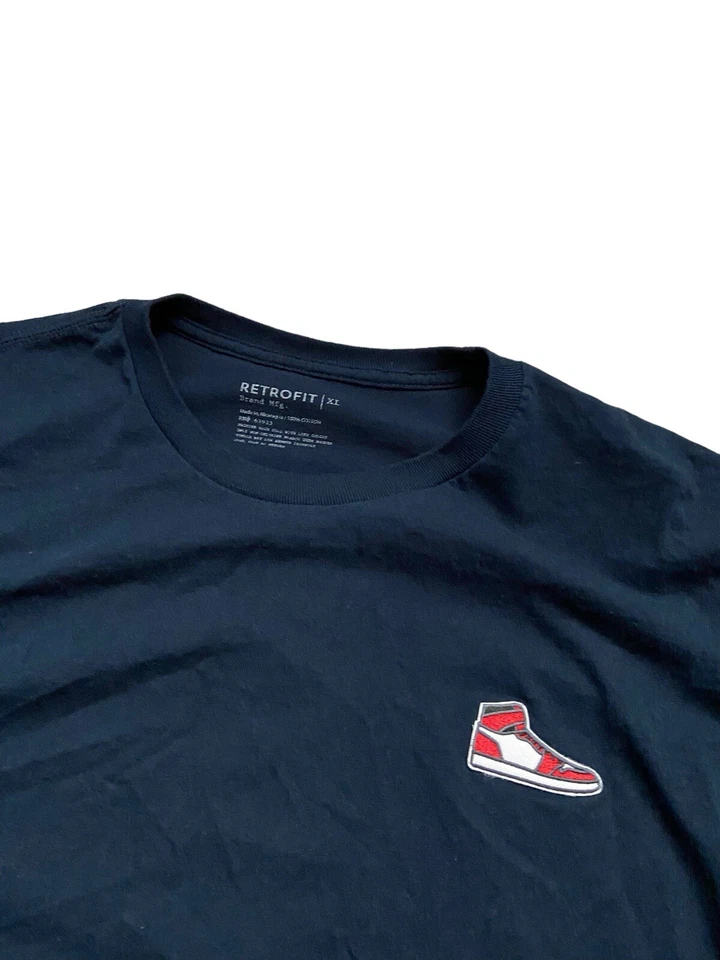 Camiseta RETROFIT Para Hombre XL Azul Marino Oscuro Manga Larga Cuello Redondo Zapatilla Clásica Foto 3 de 4