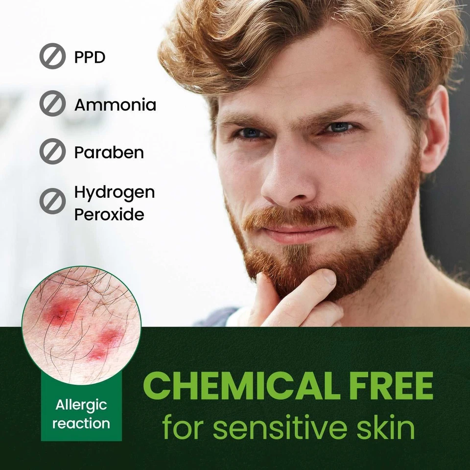 Herb For Men PPD Ammonia Allergy Free Mustache Beard Dye Vegan Ingredients Color - Image 2 of 4