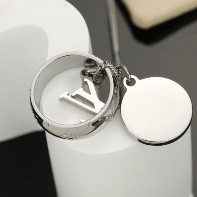 LOUIS VUITTON Necklace M62485 Monogram Charms Ring Logo Silver 