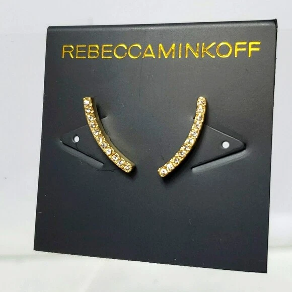 Pendientes de escalada de oreja Rebecca Minkoff (tono dorado/cristal) venta al por menor $38 Foto 2 de 4