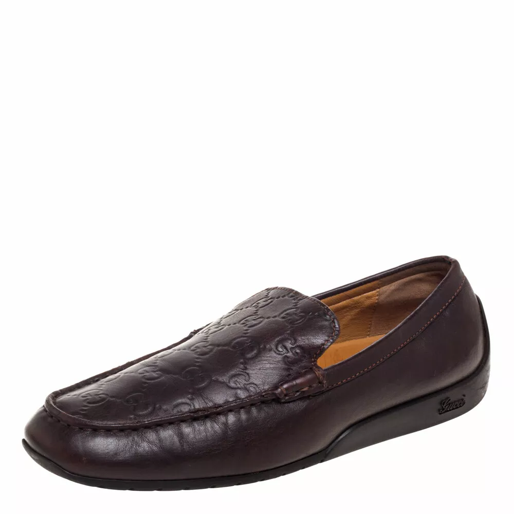 Mocassins à enfiler en cuir Gucci marron foncé Gucci taille 39,5