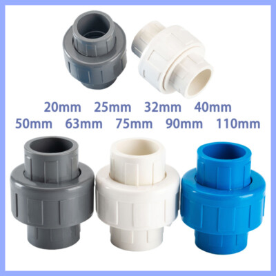 PVC Pipe Union Connector Joint Weld Solvent Pressure Pipe Fitting I.D. 20-110mm