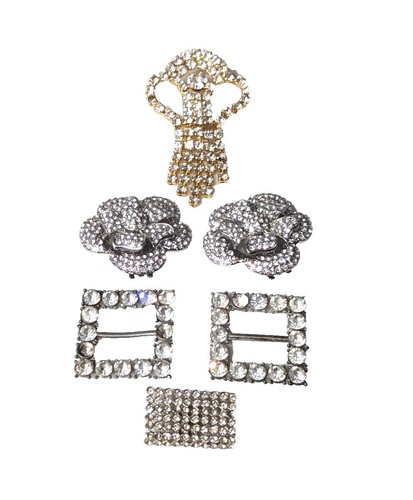Vintage Silver Tone Clear Crystal Rhinestone Hair Clip Art  display picture 2