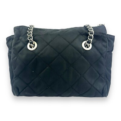 Prada schwarze gesteppte Tessuto Chain Tote Damen Handtasche