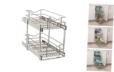  Simply Put 11-in W x 19.2-in H Metal 2-Tier Pull Out Cabinet Basket, 11 Inch, 