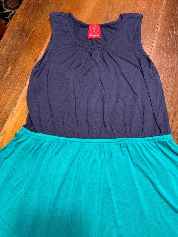 VESTIDO LISTRADO AZUL BRANCO AQUA ELLA MOSS MENINAS/TWEEN TAMANHO 12 MALHA RAYON - Imagem 2 de 4
