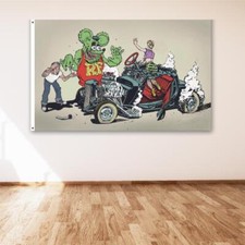Rat Fink Flag 3x5 ft Matco Cloth Hot Rod Ford Chevy Mustang Mopar Banner