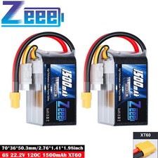 2x Zeee 22.2V 6S 1500mAh 120C XT60 LiPo Battery softcase for RC Car Helicopter