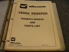 Waldon Versa Sweeper Owner Operator Manual & Parts Catalog 269308-2-85