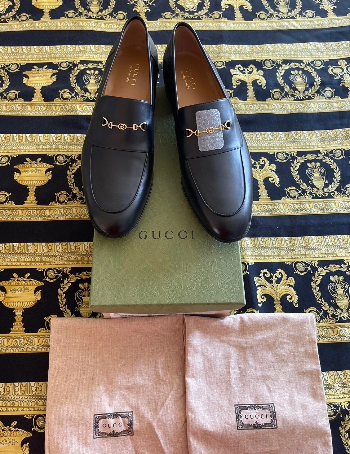 Chaussures mocassin cuir Gucci Jakarta Gucci neuves 100 % authentiques logo GG G 15,5 US 16
