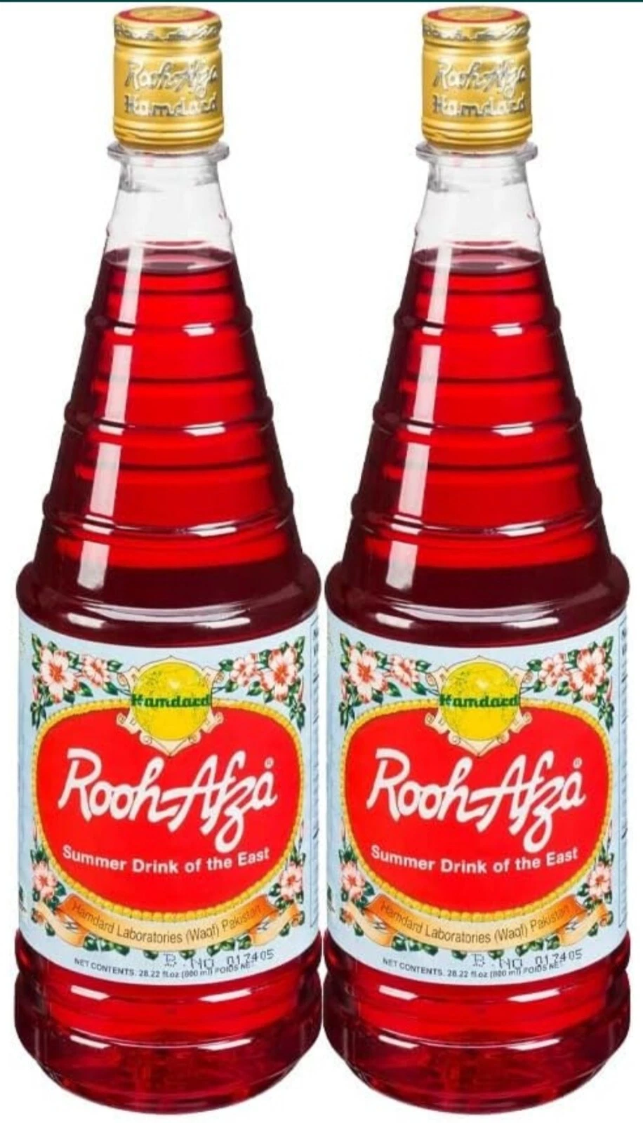 Rooh Afza Original From Pakistan 800 ml Pack of 2 Bottles