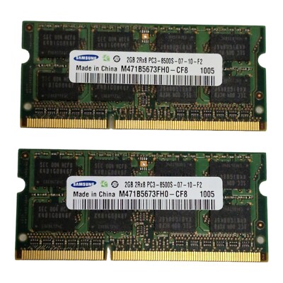 Samsung RAM 4GB 2x2GB Kit 2Rx8 PC3-8500S-07-10-F2 M471B5673FH0-CF8 #1208
