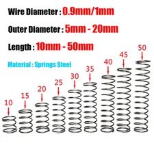 10 Pcs Wire Dia 0.9mm 1mm OD 5mm - 20mm Small Springs Compression Spring Steel