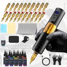 YILONG Tattoo Kit Complete Wireless Rotary Pen Machine with Power Supply Needles