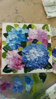 Hydrangea Painting Impasto Oil Painting Floral Art Original