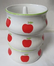3 Piece Ceramic Vintage 70’s  Apple Bakers Apple Print Stackable Baking Dishes