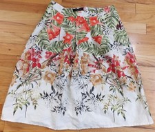 Talbots Multicolor Floral Below Knee Linen Blend Skirt Size 4P 26x23 P1020