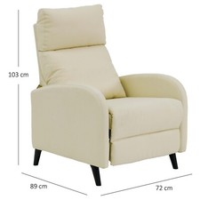 RECLINER CHAIR CREAM LINEN FABRIC LIVING ROOM CADIZ FURNITURE COMFY ROUND ARM