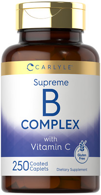Vitamin B Complex plus Vitamin C | 250 Count | Vegetarian, Non-GMO | by Carlyle