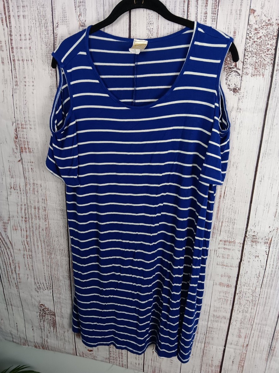 knee length dresses for ladies Victoria Navy Stripe Tiered Midi Dress