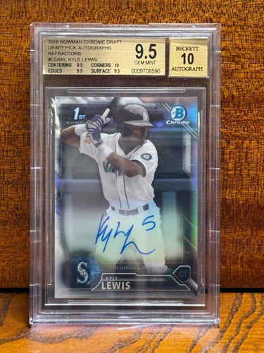 2016 Bowman Draft Chrome Refractor /499 Kyle Lewis BGS 9.5 GEM MINT Auto