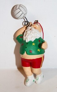Unique & Rare SANTA CLAUS Volleyball Player 4" Xmas ORNAMENT Vintage