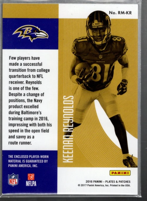 B3196- 2016 Panini Plates and Patches Rookie #23 Keenan Reynolds Jersey /75 - Image 2 of 2