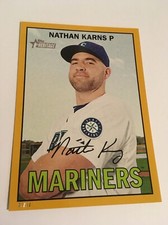 2016 Topps Heritage Jumbo 5x7 Nathan Karns Mariners 16 #'d 01/10 Gold