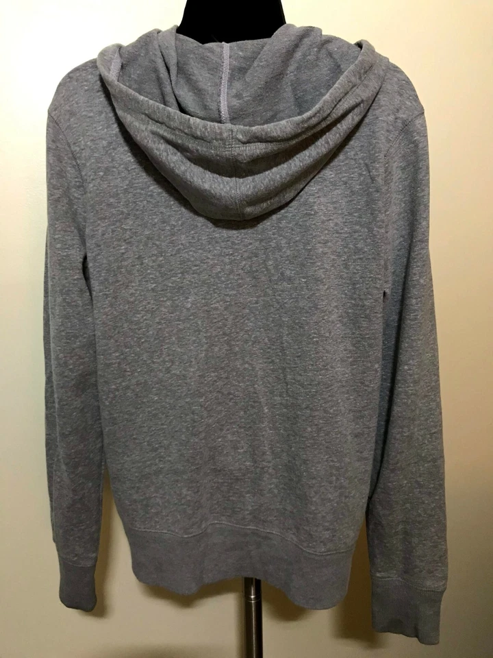 Moletom com capuz feminino Route 66 cinza mistura de algodão cordão zíper completo tamanho XL  - Imagem 2 de 4