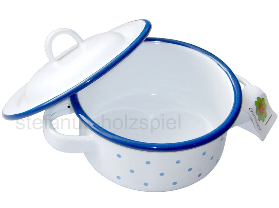 Email-Topf Henkeltopf+Deckel Ø10cm für Kinderküche,Kinderherd Glückskäfer 530202
