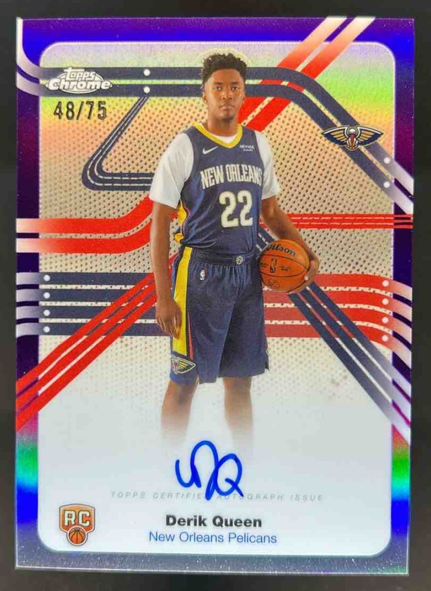 2025-26 Topps Chrome Derik Queen Next Stop RC Purple Refractor Auto #48/75