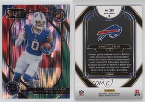 2024 Panini Select Club Level Green & Red Shock Prizm Keon Coleman Rookie RC