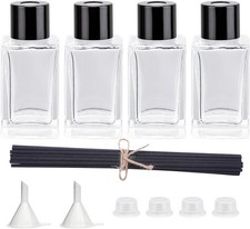4PCS Empty Reed Diffuser Bottles 50ml with 20 Sticks Caps