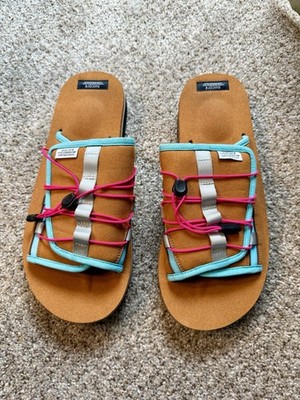 SUICOKE OLAS-ECS Men's Slide Sandals Tan Blue Pink US Men Size 11